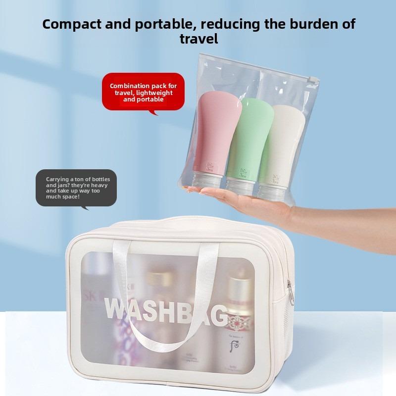 Hair Shampoo Large-capacity Bottled Travel Set for Business Trips, Portable Makeup and Skincare Product Storage, Silicone Squeeze Empty Bottle