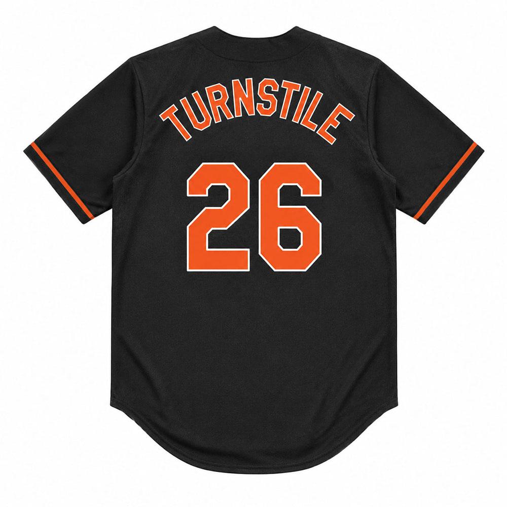 TURNSTILE 26 Print Baseball Jersey Men Women Button‑Up Shirts Short Sleeve Mesh Sport Uniform Unisex Punk Band Streetwear Tops