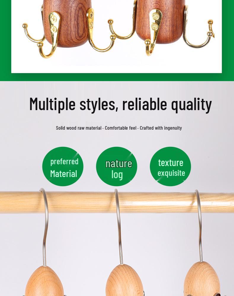 Nordic Solid Wood Multifunctional Hook for Keys, Ties, Bags, Wardrobe, Cabinet, Coat, and Hat Rack