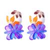 ZA Light Luxury Retro Enamel Painted Flowers Transparent Resin Crystal Flower Earrings Party High Sense Personality Woman