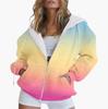 Gradient 3D Print Casual Long Sleeve Zip-Up Hoodie for Women