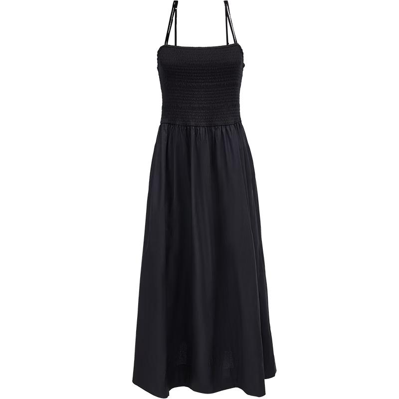 Only Elegant Square-Neck Midi Little Black Dress
