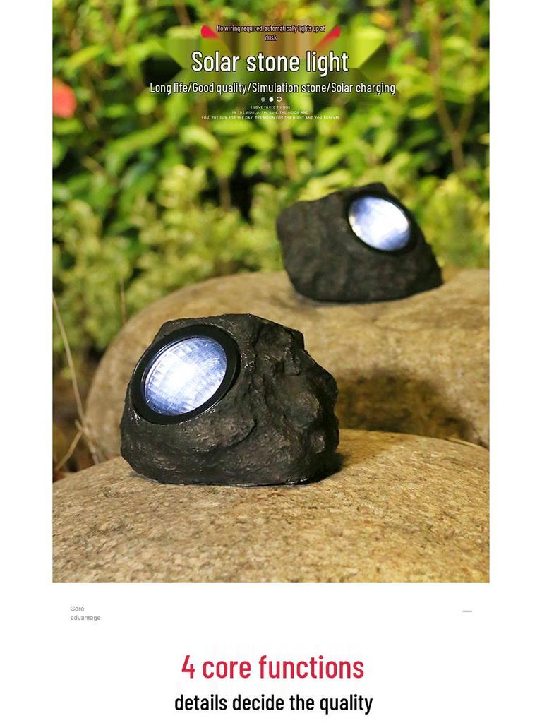 LED Wasserdichte Solarsteinleuchte für Außengartendekorationen und Rasenscheinwerfer