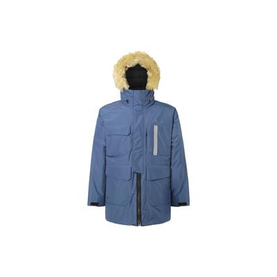 Padded Windproof Casual Sports Hooded Down Jacket Men Outerwear Dark-Blue IS0367