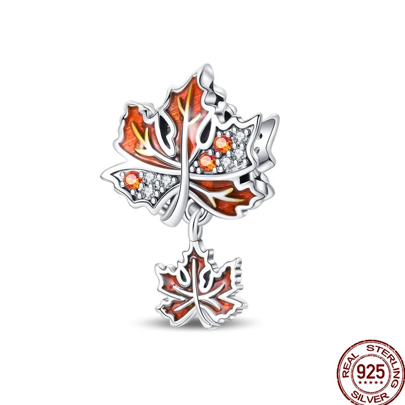 Copper Pumpkin Maple Leaf Squirrel Scarecrow Harvest Autumn Charm Beads Suitable For Pan Original Bracelet