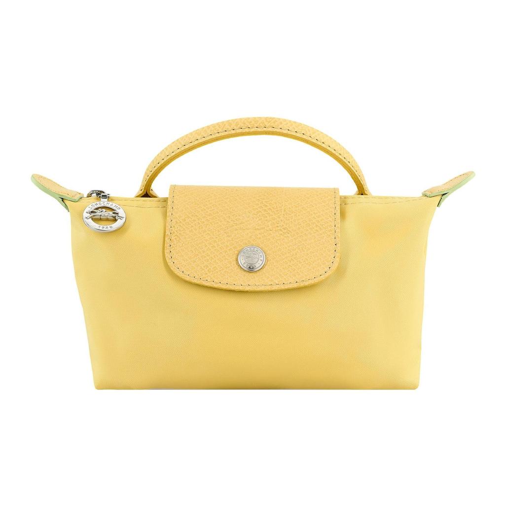 Longchamp Le Pliage Green 17 Logo Embroidered Snap Zipper Closure Solid Color Leather Trim Dumpling Tote Bag Customizable Pattern 34175919A81