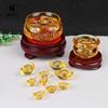 Crystal Cornucopia Chinese Crystal Gold Ingot Glass Yellow Fortune Cornucopia Treasure Bowl Feng Shui Statue Crafts Decoration