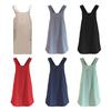 Baumwoll-Leinen Kreuzrücken-Schürze für Damen Herren Koch Japanischer Stil Schürzenkleid mit Taschen zum Kochen Backen Gartenarbeit