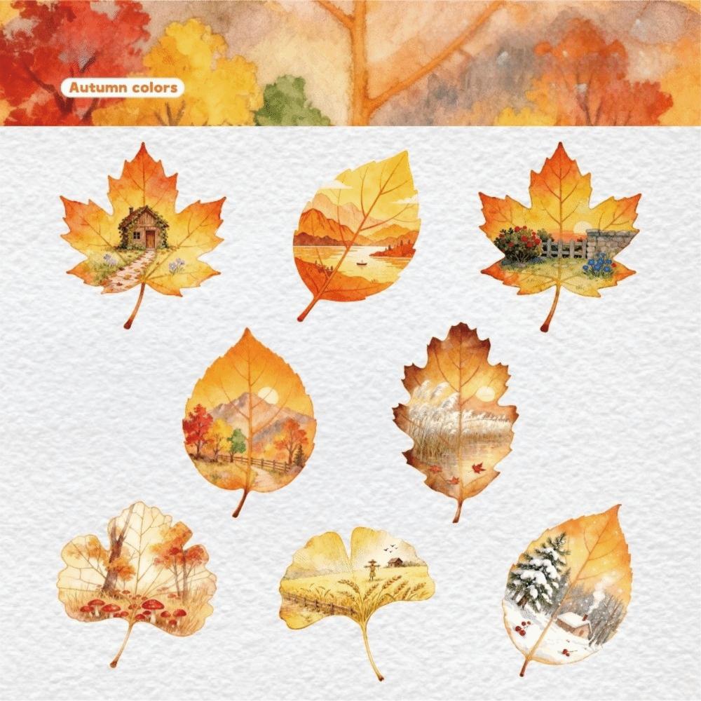 8pcs/Set New DIY Leaves Stickers Observing Leaves Adhesive Stationery Stickers Decorative Sticker Scrapbooking Diary Planner