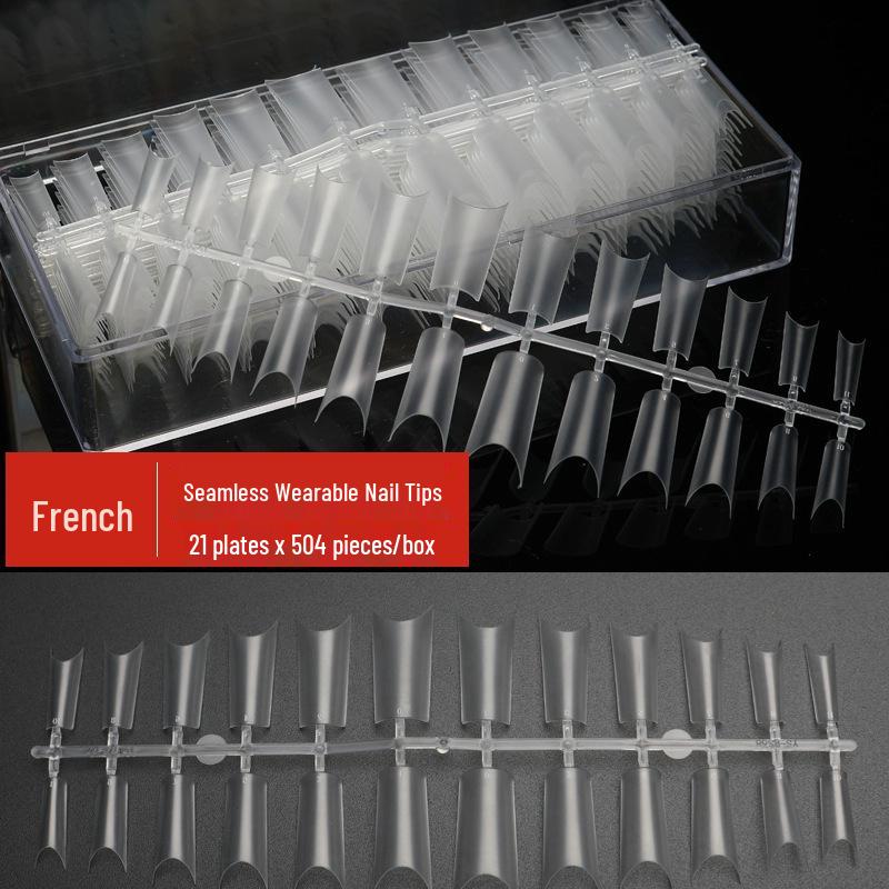 Frosted Trapezoid & Water Drop Almond Nail Extensions - No File Needed, Full and Half Cover. Perfect for Salons.