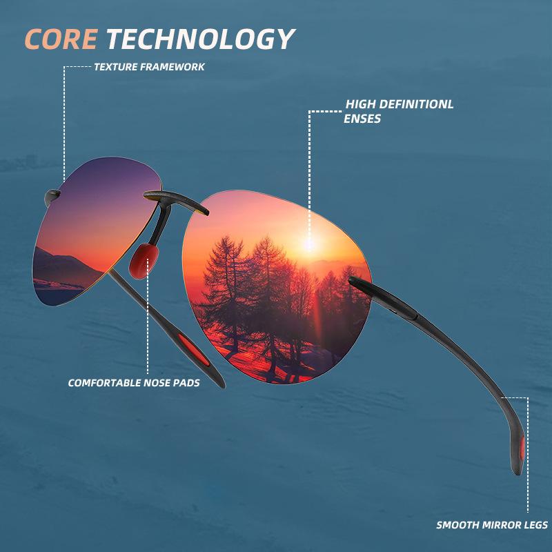 Tr90 Material Tac Polarized True Film Sports Cycling Sunglasses Frameless Outdoor Toad Glasses Pilot Men'S Glasses