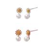Limeron 925 Silver Women's Flower Bead Pearl Earrings