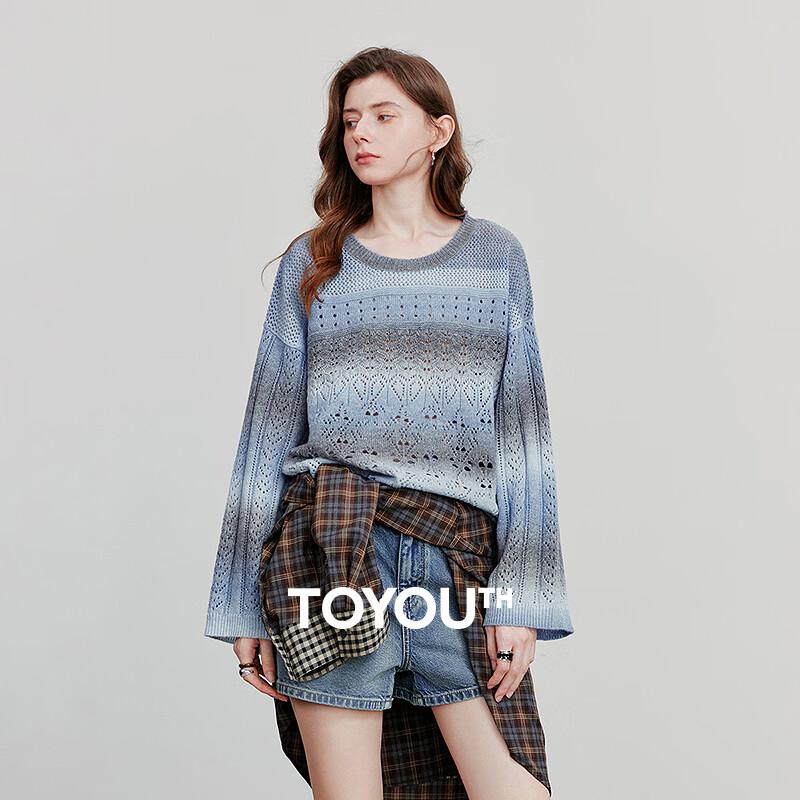 

Chuyu Women s Gradient Round Neck Mohair Blend Knit Sweater L