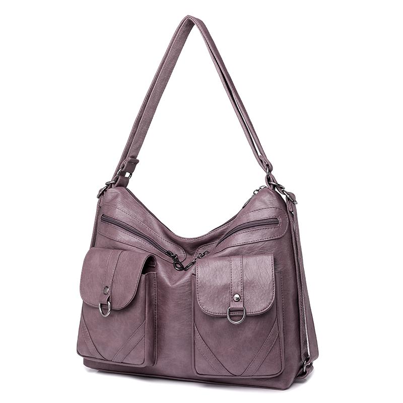 Damen Tasche Vintage Umhängetasche Große Kapazität Multi-Pocket PU Weiches Leder