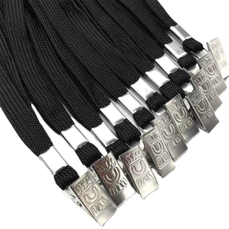 100 Pcs Lanyard with Clip Safety Lanyards Flat Neck Lanyard Neck Straps Black Lanyards for School Activity Classroom