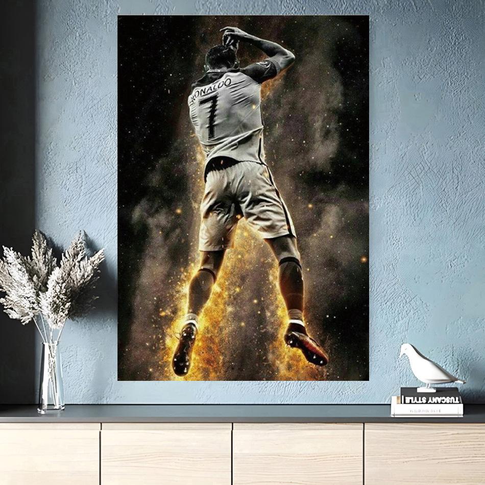 Ronaldo Dynamischer Stil Rahmenloses Motivierendes Fußball Leinwandkunst Poster