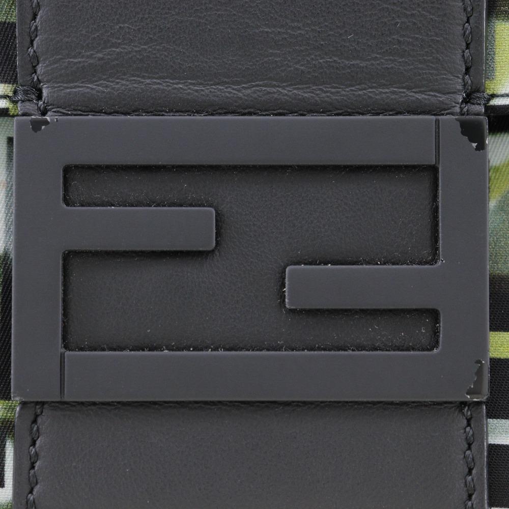 Fendi Mamma Bucket Shoulder Bag 7VA472 3WAY Body Clutch Zucca Camouflage Pattern Black Nylon Unisex Used