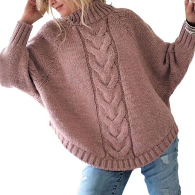 Pullover Women Thick Warm Dolman Turtleneck Loose Winter Knit Long Sleeve Cold Resistant Neck Protection Autumn Lady Sweater