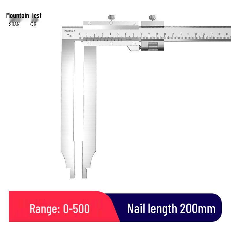 Mountain Measurement High-Precision Vernier Caliper, 300mm Range, Stainless Steel, Extended Double-Edged Jaws