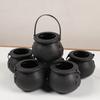 6pcs Halloween Cauldron Bucket Candy Pumpkin Mini Witch Black Pot Decor Buckets Bowl Witches Kettle Container