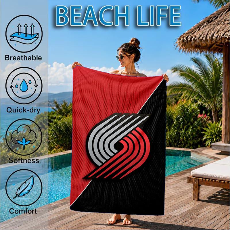 Trail Blazers Logo Beach Towel, Microfiber Beach Towel, Perfect For Pool, Beach, Travel, Home Decor Beach Party Fan Gifts
