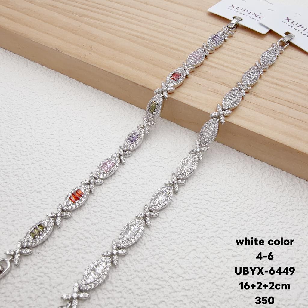 XUPING Jewelry Iced Out Synthetic CZ Colorful Gemstone Artificial Stone Clasp Gold Color Plated Pink Women Heart Tennis Bracelet
