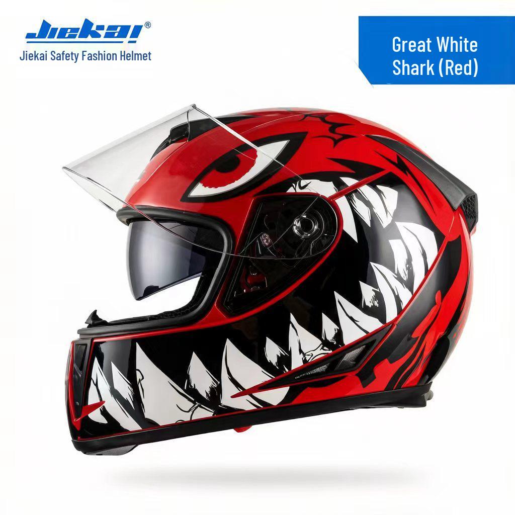 Jiekai Full Face Electric Motorcycle Helmet - Unisex, All-Season Racing Safety