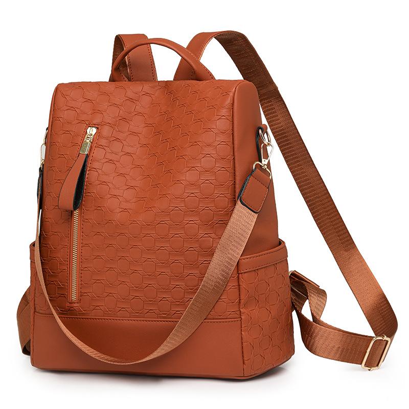 

Женский рюкзак большой вместимости Jane Solid Color Backpack оранжевый