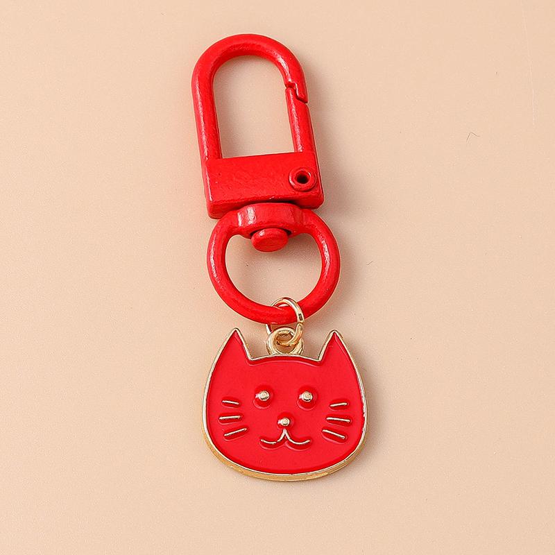 Cute Enamel Cat Key Chain Cartoon Animal Key Ring Pendants Key Holder Women Girls Handbag Accessories Jewelry Gifts