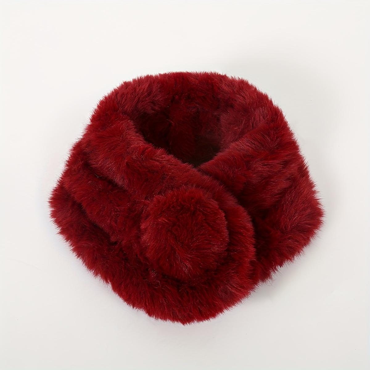 New Polyester Imitation Rabbit Fur Windproof Scarf for Women Winter Thickened Plush Warm Custom Scarf малиновый