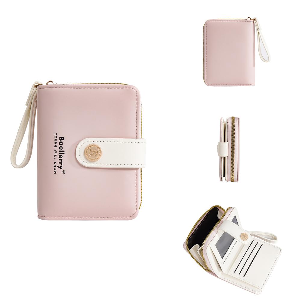 New women's wallet short women's high-end wallet ins women's contrasting color zipper wallet women's pu small wallet women