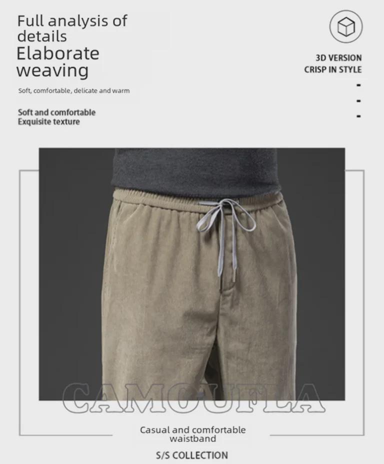 Pánské ležérní manšestrové strečové rovné kalhoty na jaro/podzim 2023, volný střih, velká velikost.