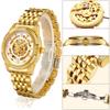 BINLUN Men's Automatic Skeleton Watch Full Skeleton Double-Sided Gold Finish