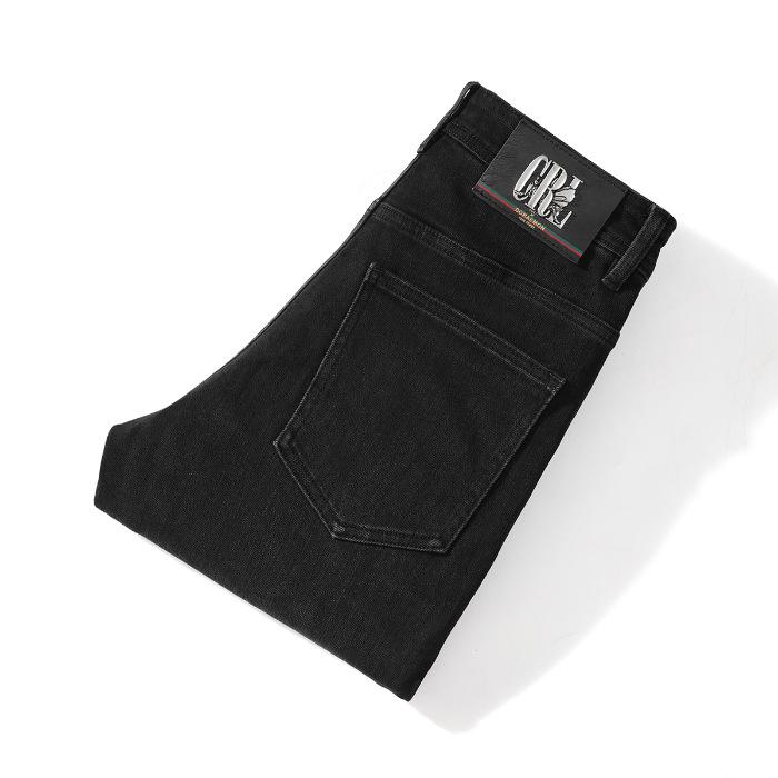 

Весенние приталенные прямые джинсы Мужские брюки Мужские красивые повседневные эластичные брюки 38 чёрный