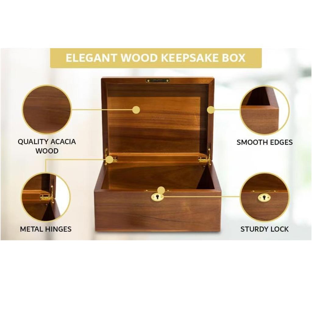 Holz-Aufbewahrungsbox mit Schloss und Schlüssel, Holz-Aufbewahrungsbox, Schmuckschatulle, Organizer.