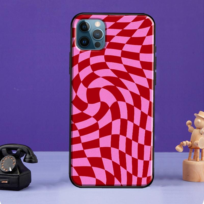 Szalony Wzór Szachownicy Etui na Telefon Dla iPhone 11 14 13 Pro Max XS XR X SE 2020 5S 6S 7 8 Plus 12 mini Tylna Pokrywa