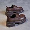 Johnature Thick Soled Genuine Leather Women's Shoes Versatile Lace Up British Style Height Increasing Pumps