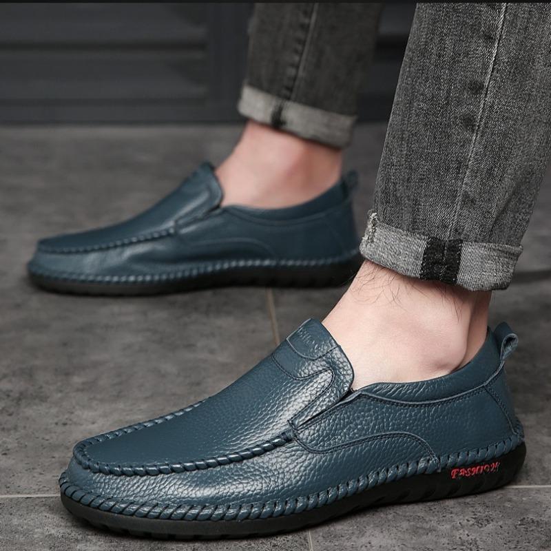 Fashion Men Casual Leather Shoes High Quality Cowhide Business Shoe Summer Hollow Out Breathable Driving Shoes for Men Loafers Moccasins