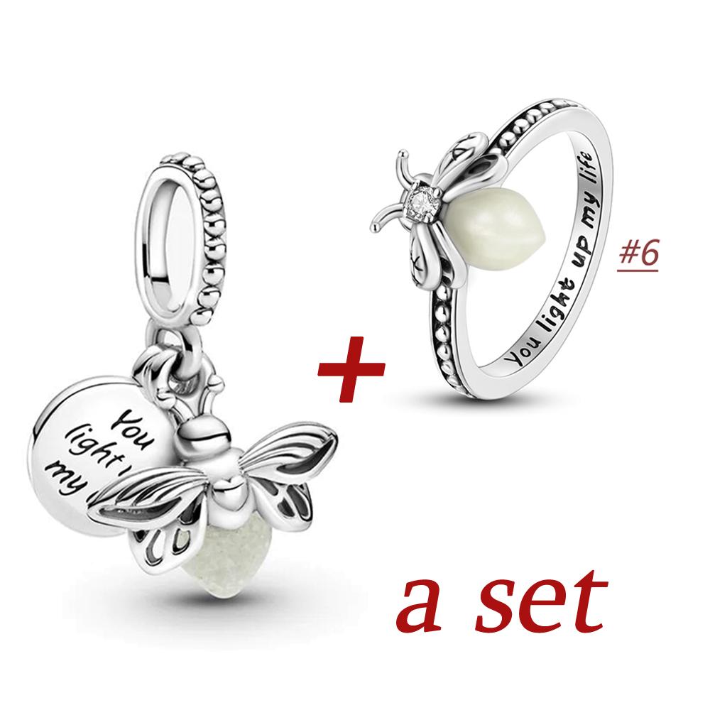 Summer Glow-in-the-dark Firefly Charm Pan Bracelet DIY Silver Gold Plated Women Jewelry Gift for Her