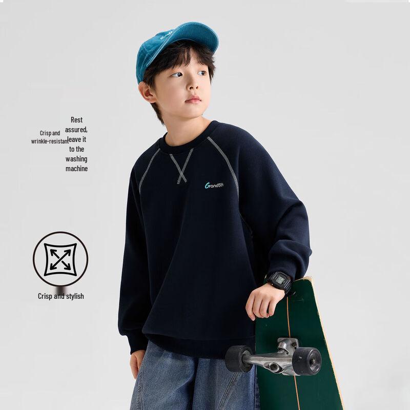 Zuoxi Boys Letter Graffiti Crewneck Sweatshirt 150