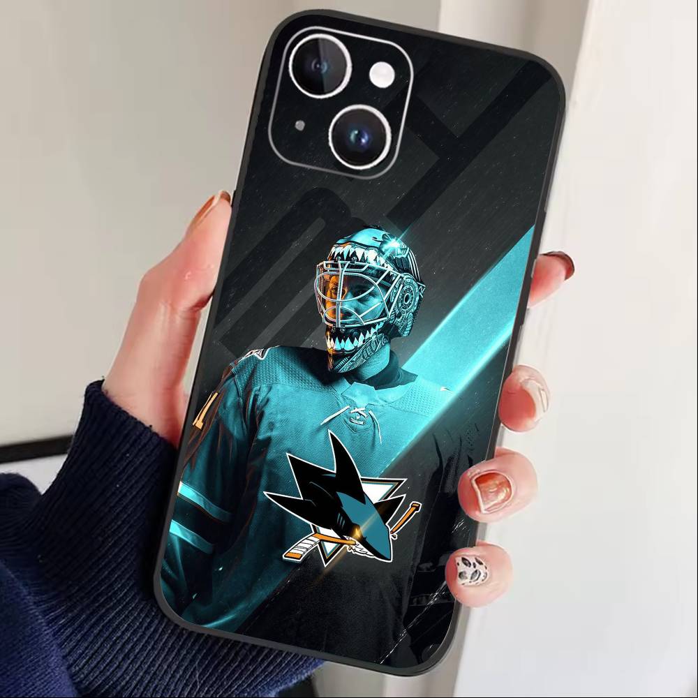 

O-San Jose Sharks Phone Case For iPhone 16,15,14,13,12,17,Pro Max,Plus Silicone Black Case iPhone16e