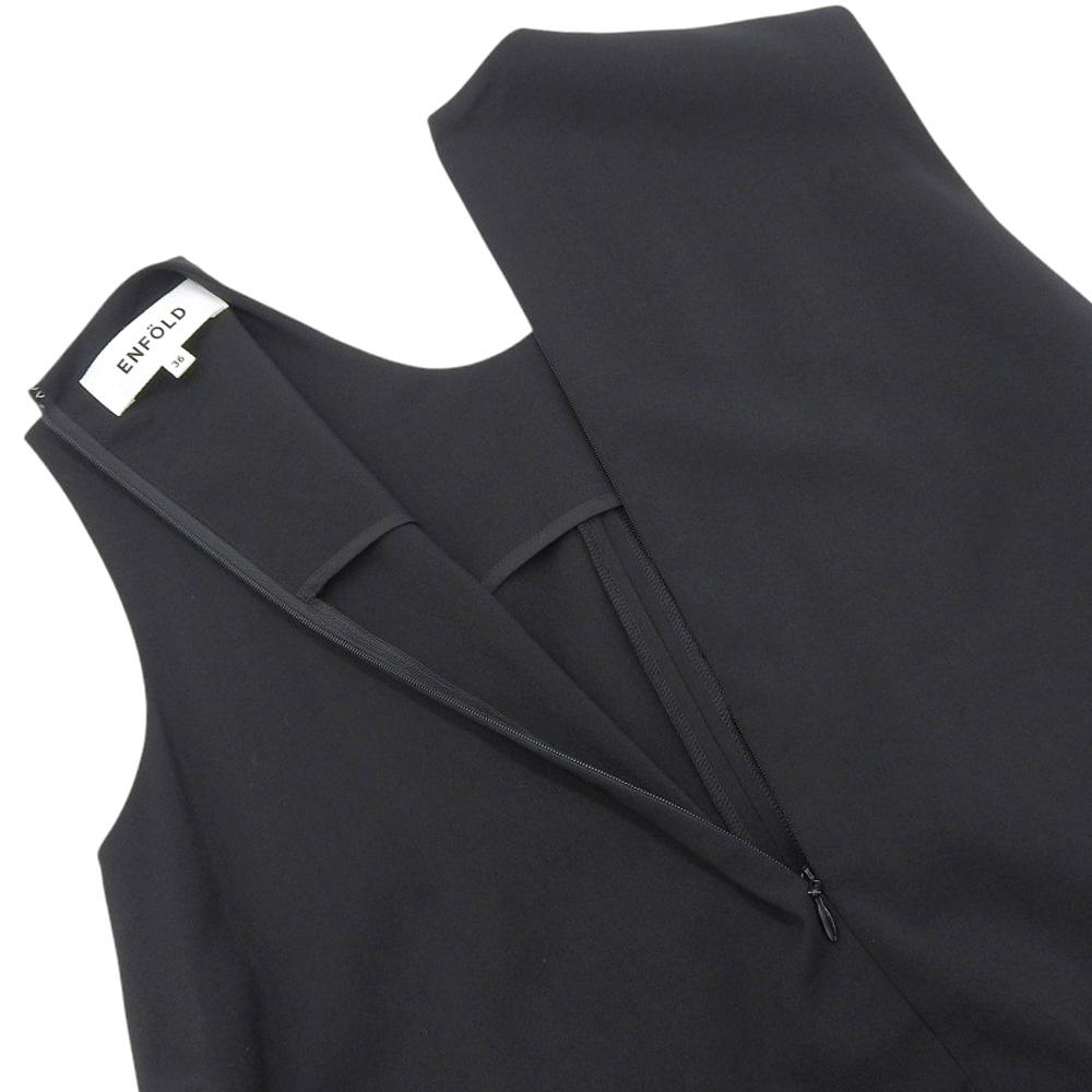 ENFOLD Beautiful wool high count tro draped pocket box dress for women, black, size 36, 300DA233-0690 dress 36 blackUsed