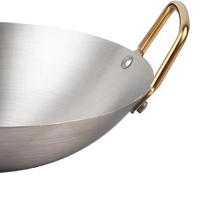 Stalowa Wok Patelnia Do Smażenia z Równomiernym Rozprowadzaniem Ciepła i Podwójnym Uchwytem Idealna do Domu i Restauracji