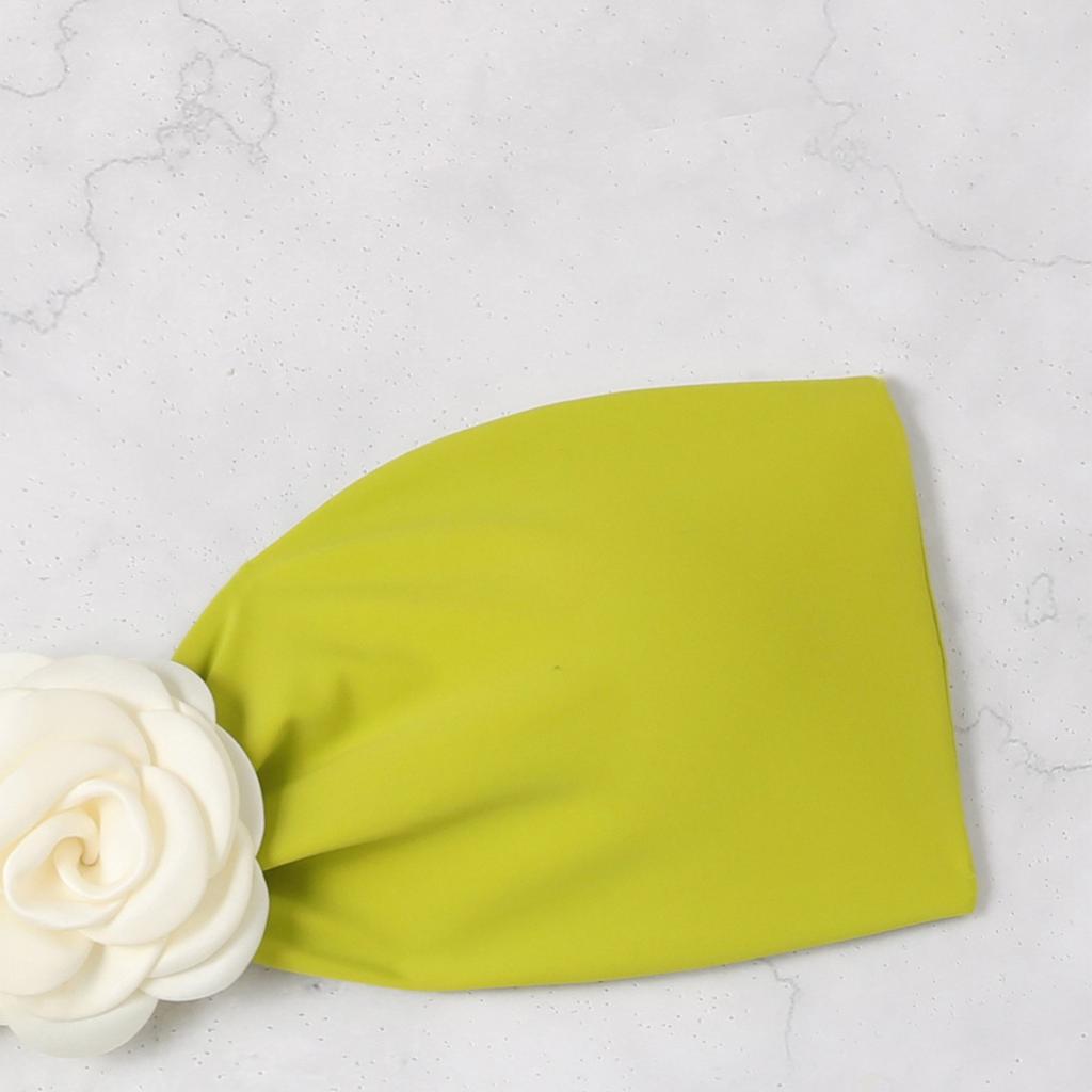 Women's Soild Color 3D Floral Split Top Fashionable Beach Bikini Swimsuit