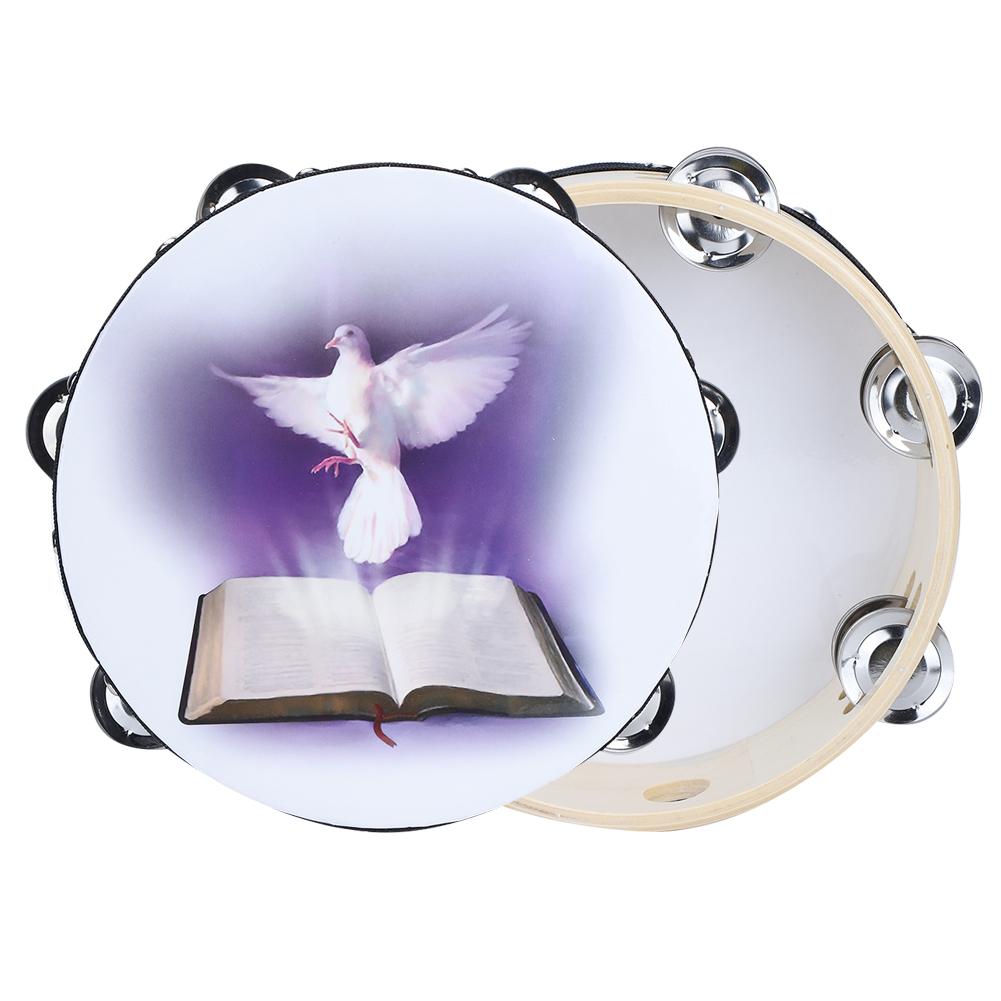 Tambourine Double Row Metal Jingle Handheld Percussion for Church Party20cm