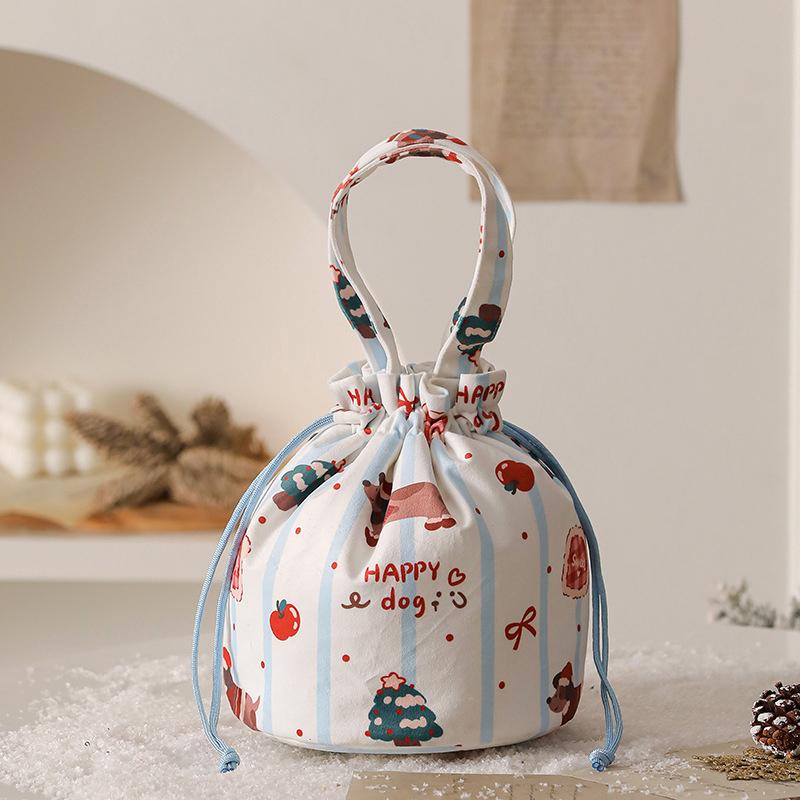 

1 шт. Подарочные пакеты «Счастливая собака» на Рождество, многоразмерные пакеты со шнурком и ручками с милым таксом, рисунком рождественской елки A1