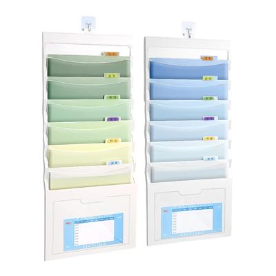 Folding Wall Mount Document Organiser 6 Pocket File Storage Bag Expandable File Organiser for Office School Classroom