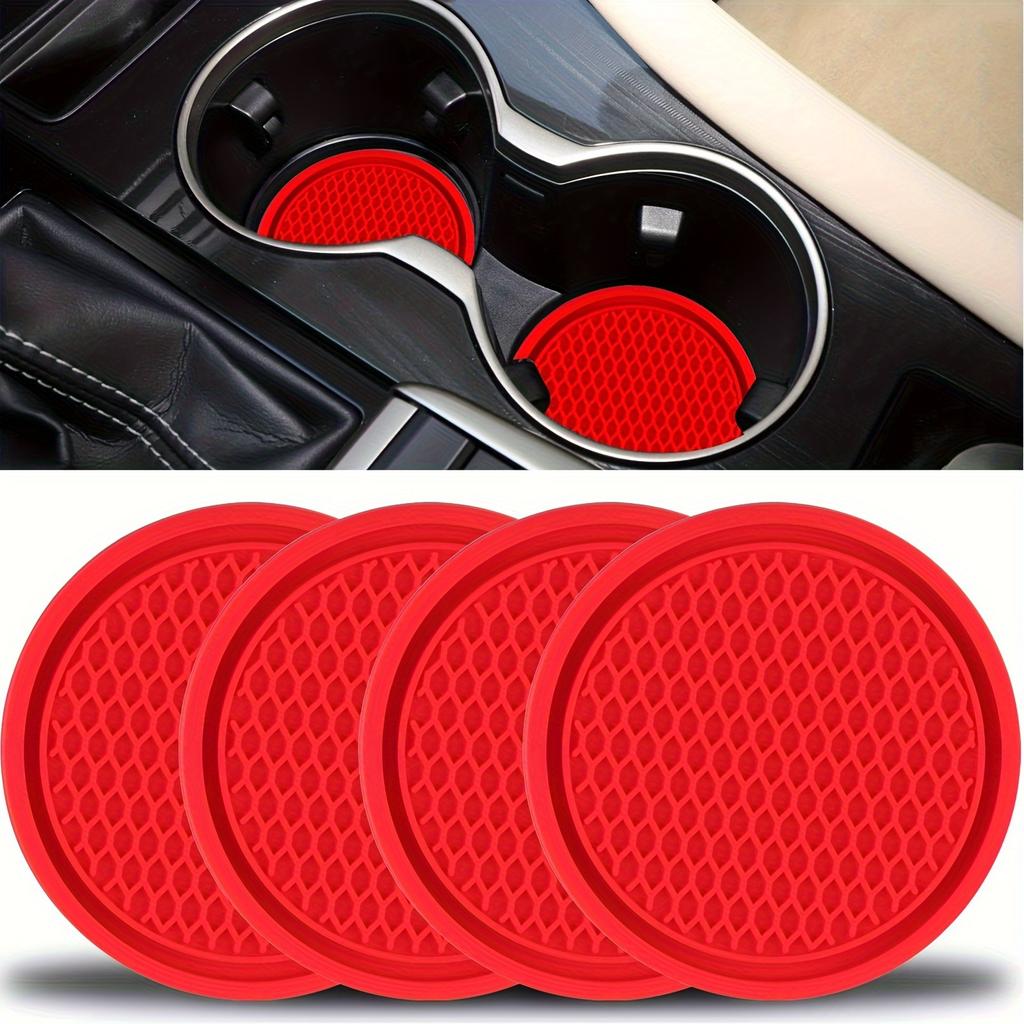 Non-Slip Car Cup Coaster - Universal Cup Holder with Ornament Design - Red - Interior Car Accessories