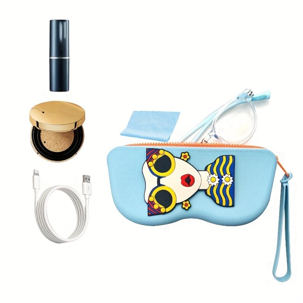 1pc Silicone Glasses Bag Portable Sunglass Storage Bag Glasses Glasses Case Hanging Large Capacity Glasses Bag