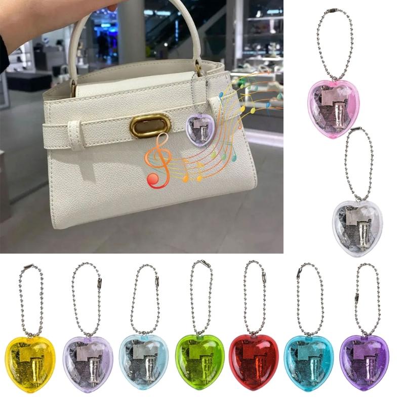 Romance Heart Shaped Music Box Bag Decoration Compact and Portable Pendant with Clear Sound Quality for Loved Ones